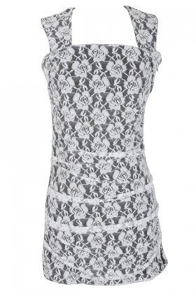 Metallic Lace Fitted Bodycon Dress in Ivory